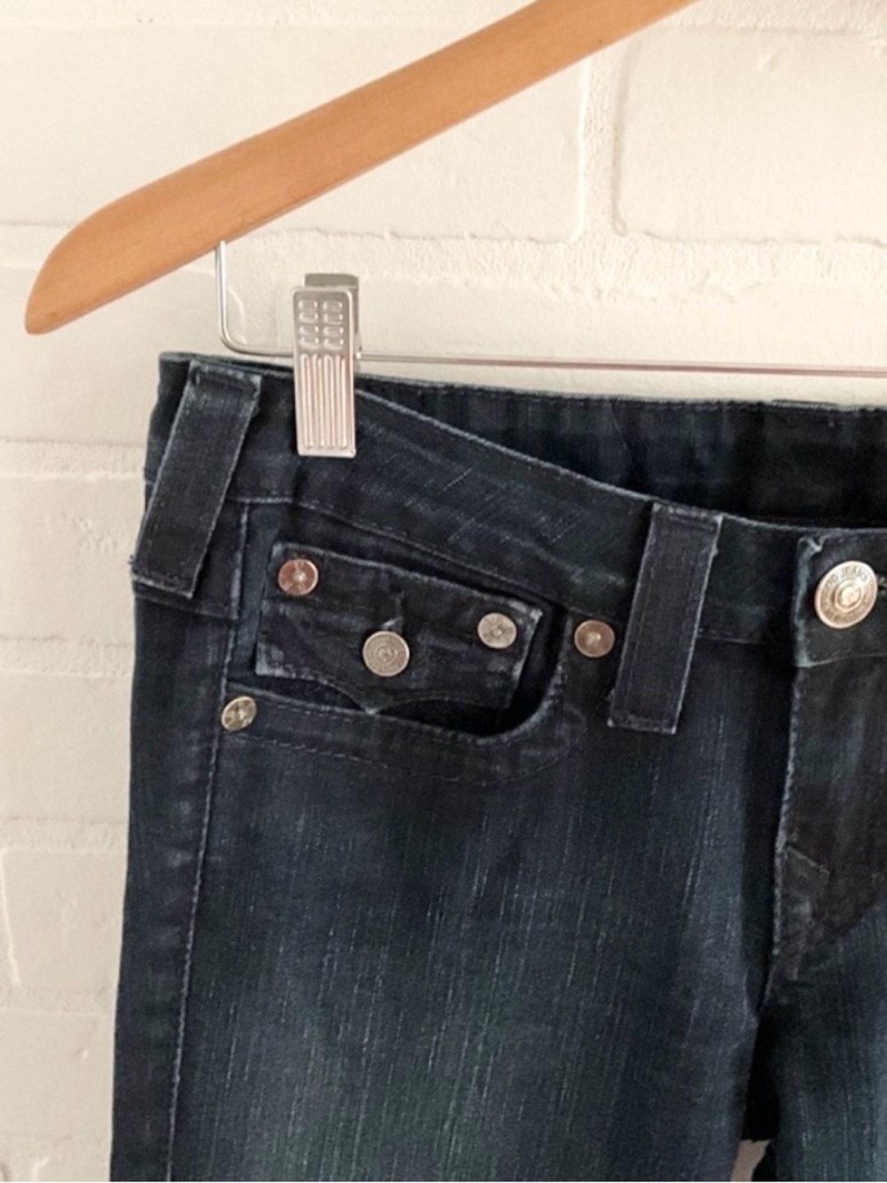 True Religion Y2K Becky Flare Jeans Low Rise Stretch USA Sz 28 - Picture 6 of 16